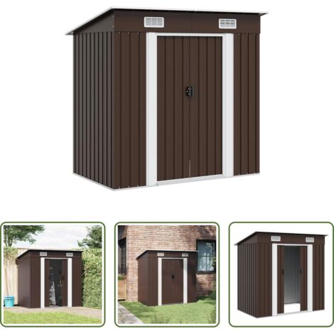 vidaXL Almacenamiento de herramientas -  Caseta de almacenamiento jardín acero marrón 194x121x181 cm