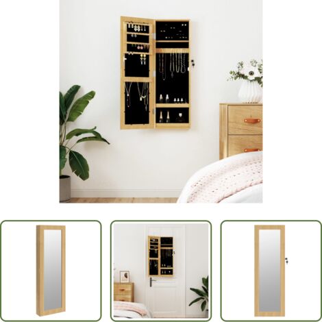 vidaXL Almacenamiento de joyas -  Espejo con joyero de pared 30x8,5x90 cm