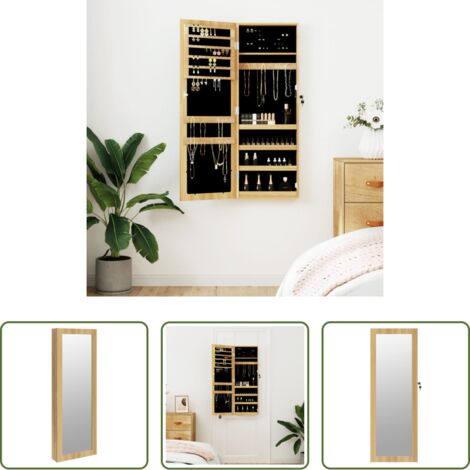 vidaXL Almacenamiento de joyas -  Espejo con joyero de pared 37,5x10x106 cm