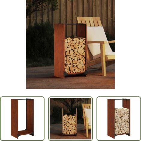 vidaXL Almacenamiento de leña -  Leñero 40x30x80 cm acero corten