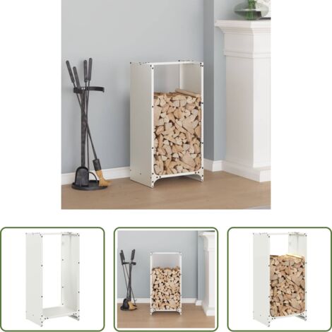 vidaXL Almacenamiento de leña -  Leñero blanco 40x30x80 cm Acero laminado en frío