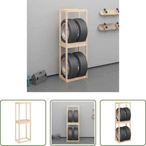 vidaXL Almacenamiento de neumáticos -  Soporte para neumáticos madera maciza de pino 63x40x180 cm