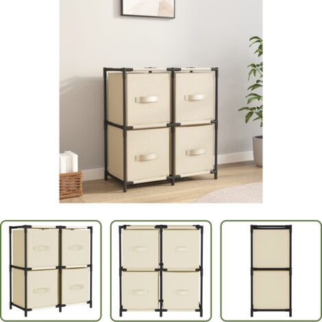 vidaXL Almacenamiento de objetos -  Armario almacenaje de acero con 4 cestas tela crema 63x30x71 cm