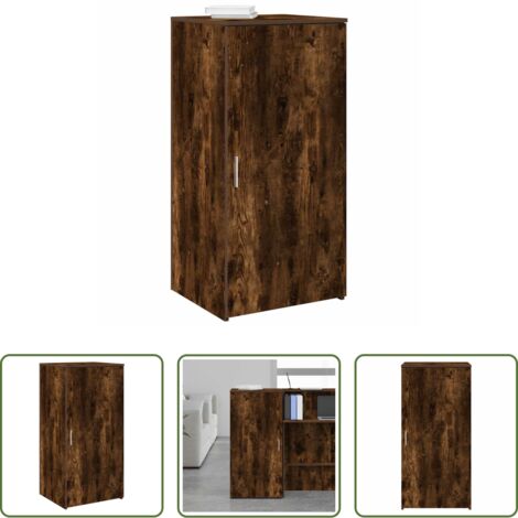 vidaXL Almacenamiento de oficina -  Armario de madera de ingeniería roble ahumado 50x45x103,5 cm