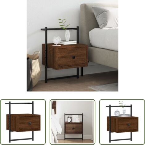 vidaXL Almacenamiento de pared -  Mesita de noche de pared marrón roble 35x30x51 cm