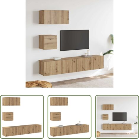 vidaXL Almacenamiento de TV -  Conjunto de mueble de TV 3 pcs Roble artesanal