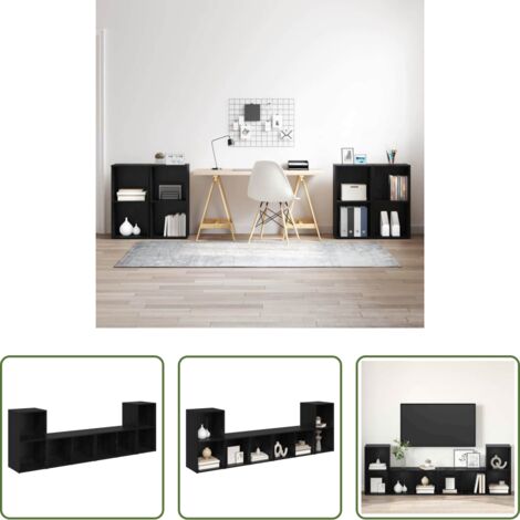 vidaXL Almacenamiento de TV -  Conjunto de mueble de TV 4 pcs Roble Negro 37 x 37 x 72 cm