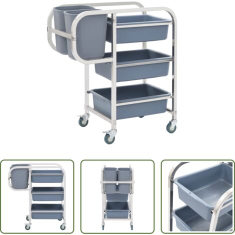 vidaXL Almacenamiento de vajilla -  Carrito de cocina con recipientes de plástico 82x43,5x93 cm