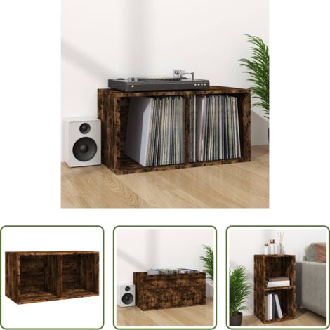 vidaXL Almacenamiento de vinilo -  Caja para discos de vinilo contrachapado color roble 71x34x36cm
