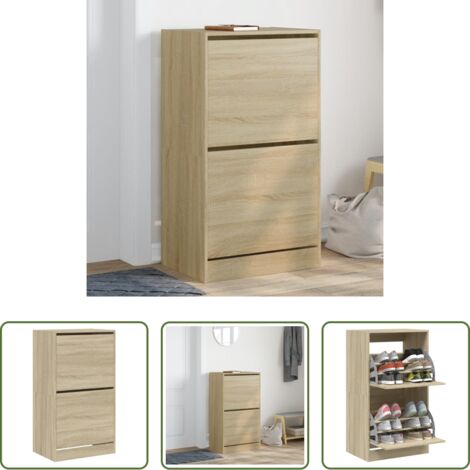 vidaXL Almacenamiento de zapatos -  Mueble zapatero 2 cajones abatibles roble Sonoma 60x42x108 cm
