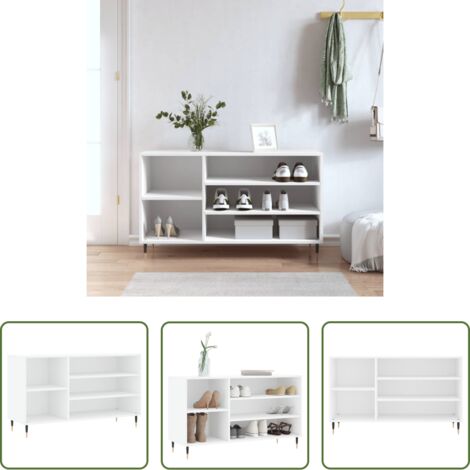 vidaXL Almacenamiento de zapatos -  Mueble zapatero madera contrachapada blanco 102x36x60 cm