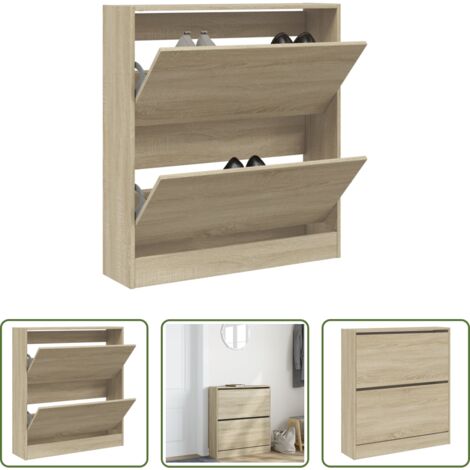 vidaXL Almacenamiento de zapatos -  Zapatero de madera de ingeniería roble Sonoma 80x21x87,5 cm