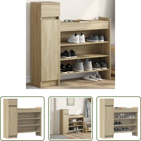 vidaXL Almacenamiento de zapatos -  Zapatero madera de ingeniería roble Sonoma 100,5x28x100 cm