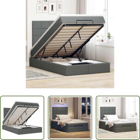 vidaXL Almacenamiento debajo de la cama -  Estructura cama otomana colchón tela gris oscuro 120x200cm