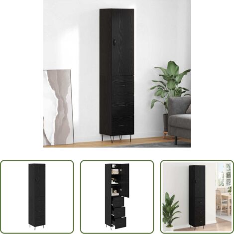 vidaXL Almacenamiento eficiente -  Alacena Roble Negro 34,5 x 34 x 90 cm Madera contrachapada
