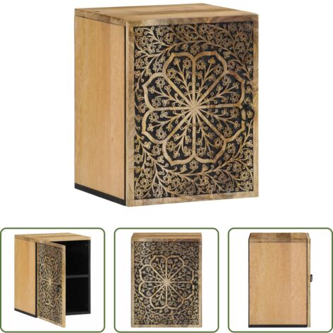vidaXL Almacenamiento en baño -  Armario de baño de pared madera maciza de mango 38x33x48 cm