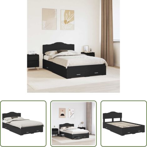 vidaXL Almacenamiento en cama -  Estructura de cama Negro 135 x 190 cm Madera de ingeniería