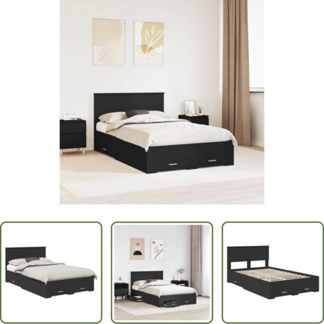 vidaXL Almacenamiento en cama -  Estructura de cama Negro 135 x 190 cm Madera de ingeniería