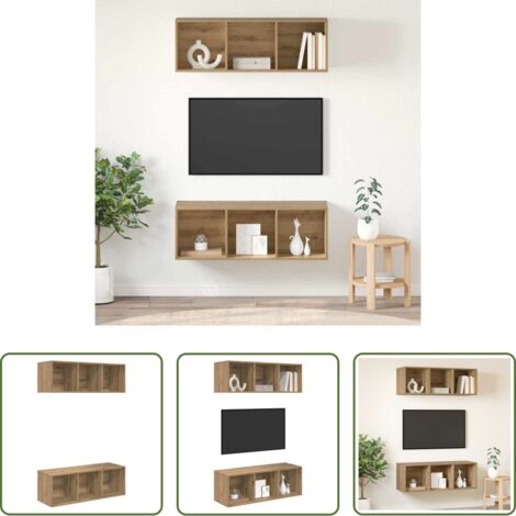 vidaXL Almacenamiento en casa -  Conjunto de mueble de TV 2 pcs Roble artesanal 37 x 37 x 107 cm