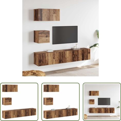 vidaXL Almacenamiento en casa -  Conjunto de mueble de TV 3 pcs Madera envejecida