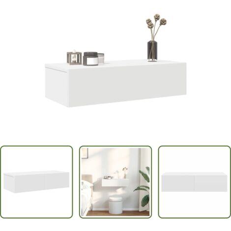vidaXL Almacenamiento en casa - Estante de pared con cajones de madera contrachapada blanco