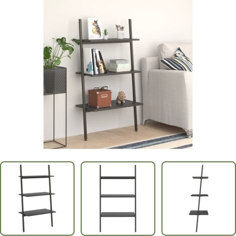 vidaXL Almacenamiento en casa -  Estantería inclinada de 3 baldas negro 64x34x116 cm