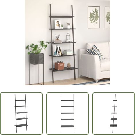 vidaXL Almacenamiento en casa -  Estantería inclinada de 5 baldas negro 64x34x185,5 cm