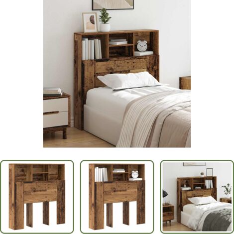 vidaXL Almacenamiento en dormitorio -  Cabecero con armario Madera vieja 100 x 19 x 103,5 cm