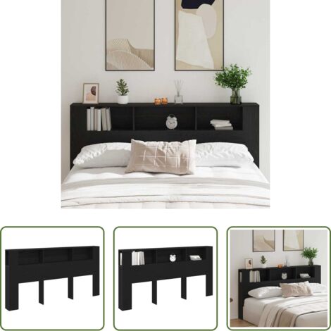 vidaXL Almacenamiento en dormitorio -  Cabecero con armario Roble Negro 200 x 18,5 x 102,5 cm