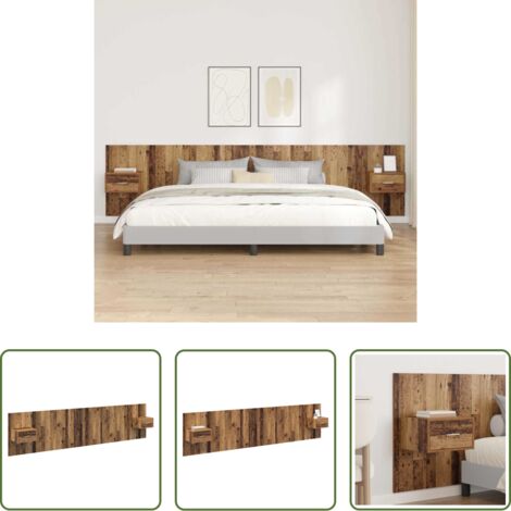 vidaXL Almacenamiento en dormitorio -  Cabecero con Mueble con cajón 3 pcs Madera envejecida