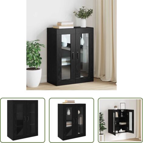 vidaXL Almacenamiento en pared -  Armario de pared colgante Negro 69.5 x 34 x 90 cm