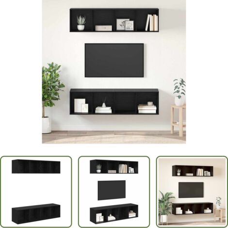 vidaXL Almacenamiento en pared -  Conjunto de mueble de TV 2 pcs Roble Negro 37 x 37 x 142,5 cm