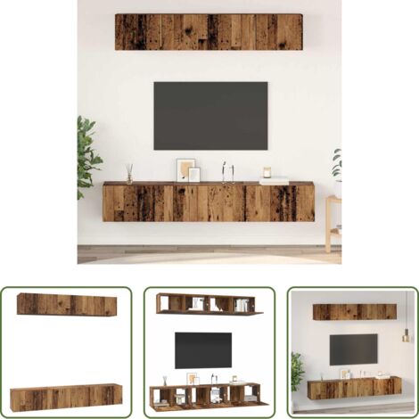 vidaXL Almacenamiento en pared -  Conjunto de mueble de TV 5 pcs Madera envejecida