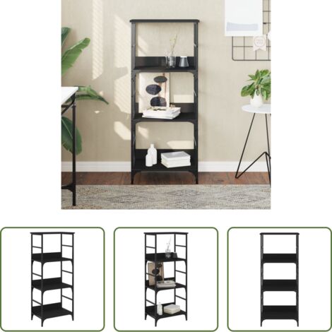vidaXL Almacenamiento -  Estantería de madera de ingeniería negra 50x33x117,5 cm