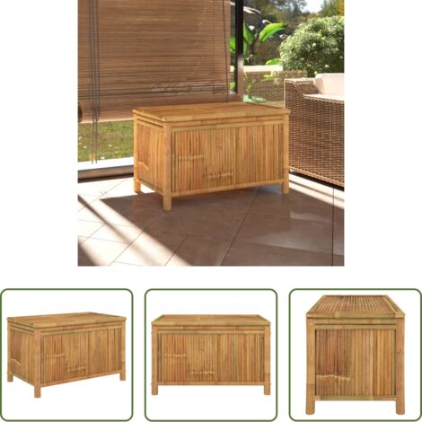 vidaXL Almacenamiento exterior -  Caja de almacenaje de jardín bambú 90x52x55 cm