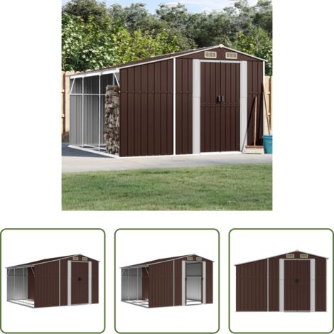 vidaXL Almacenamiento exterior -  Cobertizo de jardín acero galvanizado marrón 277x279x179 cm