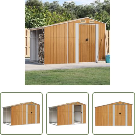 vidaXL Almacenamiento exterior -  Cobertizo jardín acero galvanizado marrón claro 277x192,5x179cm