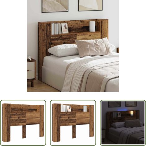vidaXL Almacenamiento integrado -  Cabecero Madera vieja 140 x 17 x 104,5 cm Madera de ingeniería