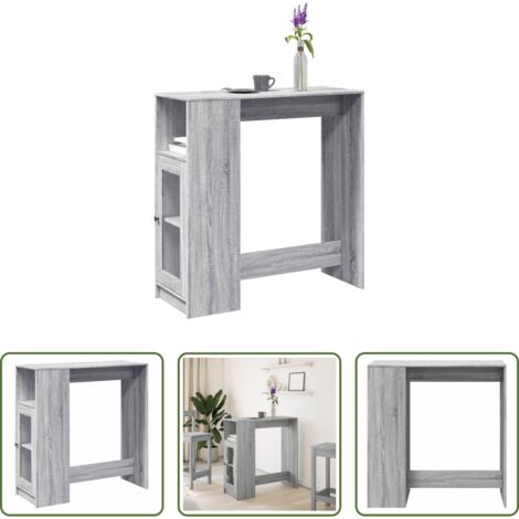 vidaXL Almacenamiento -  Mesa alta bar con estantes gris Sonoma 101x40x103,5 cm