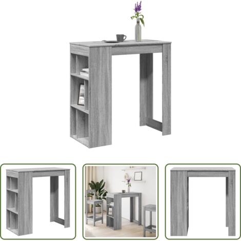 vidaXL Almacenamiento -  Mesa alta bar con estantes gris Sonoma 102x50x103,5 cm