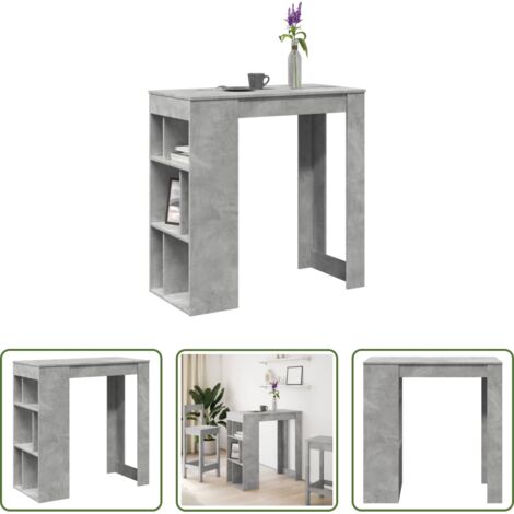 vidaXL Almacenamiento -  Mesa alta bar con estantes madera gris hormigón 102x50x103,5cm