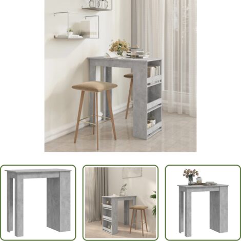 vidaXL Almacenamiento -  Mesa alta con estante almacenaje gris hormigón 102x50x103,5 cm