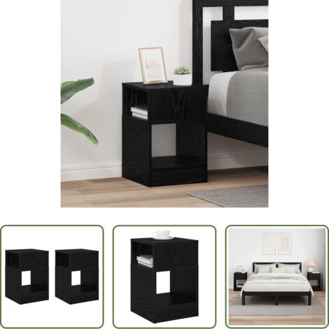 vidaXL Almacenamiento -  Mesa Auxiliar 2 pcs Roble Negro 30,5 x 30 x 45 cm