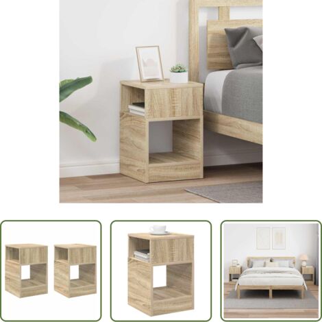 vidaXL Almacenamiento -  Mesa Auxiliar 2 pcs Roble Sonoma 30,5 x 30 x 45 cm