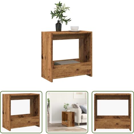 vidaXL Almacenamiento -  Mesa auxiliar de madera contrachapada envejecida 50x26x50 cm