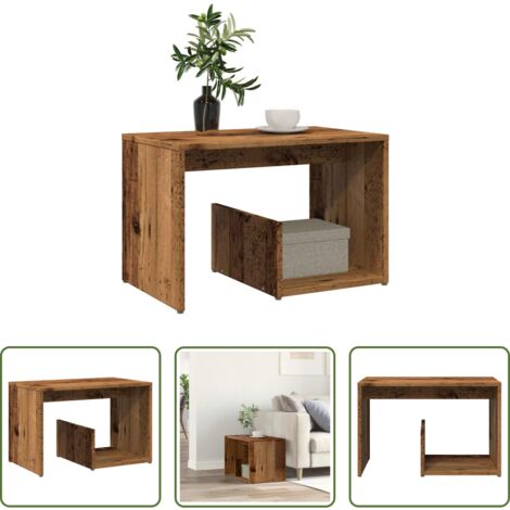 vidaXL Almacenamiento -  Mesa auxiliar de madera contrachapada envejecida 59x36x38 cm