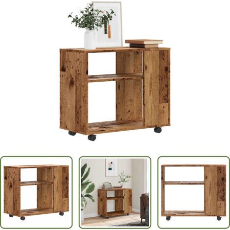 vidaXL Almacenamiento -  Mesa auxiliar de madera contrachapada envejecida 70x35x55 cm