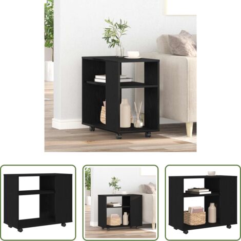 vidaXL Almacenamiento -  Mesa auxiliar de roble negro, 70 x 35 x 60 cm, madera de ingeniería
