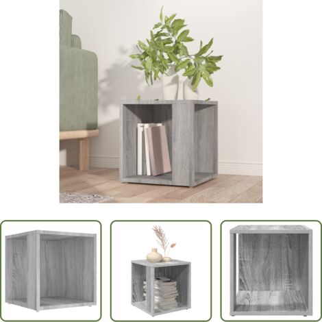 vidaXL Almacenamiento -  Mesa auxiliar madera contrachapada gris Sonoma 33x33x34,5 cm