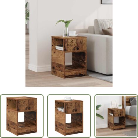 vidaXL Almacenamiento -  Mesa Auxiliar Madera vieja 30,5 x 30 x 45 cm